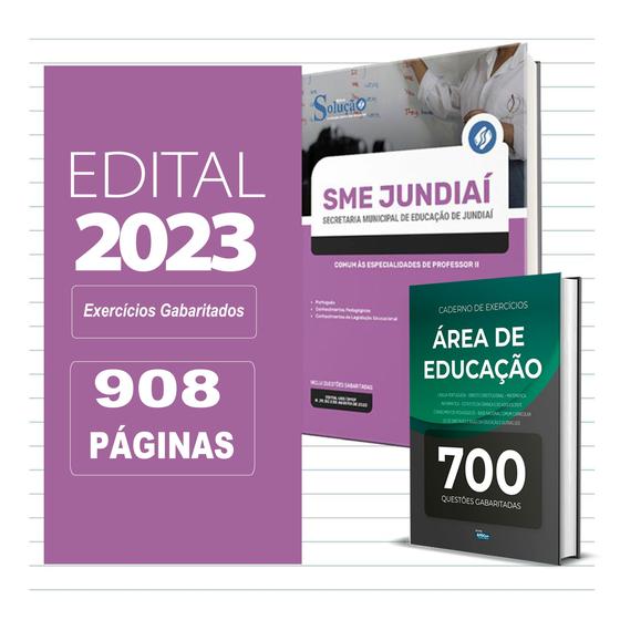 Imagem de KIT Apostila SME Jundiaí SP Comum Especialidades Professor II + Questões Gabaritadas Área Educação