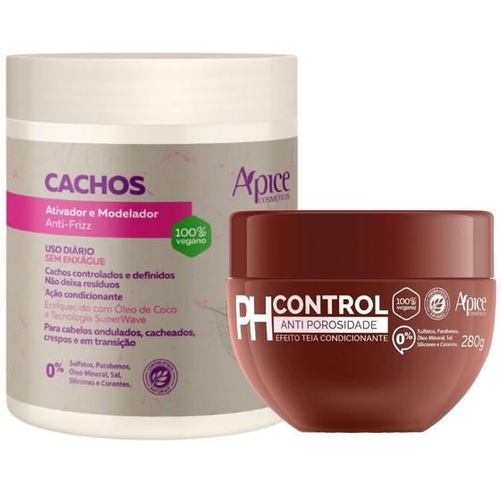 Imagem de Kit Apse Cachos Anti Porosidade Creme Pentear Ativador De Cachos + Mascara Ph Control 300g