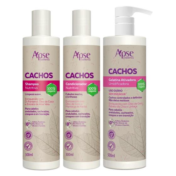 Imagem de Kit Apse Cachos Shampoo + Condicionador + Gelatina Ativadora Cachos 500ml