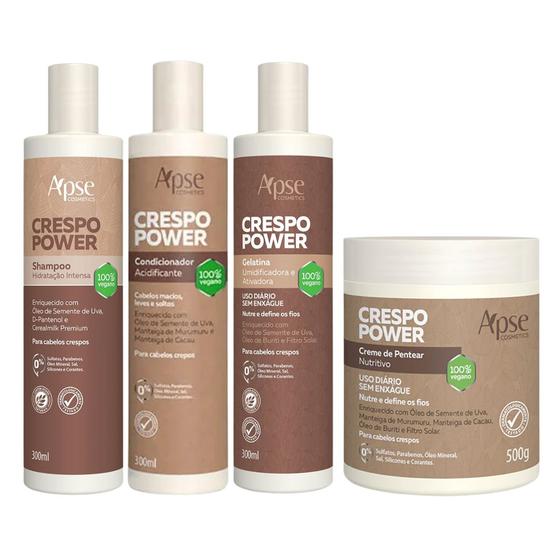 Imagem de Kit Apse Crespo Power Shampoo Condicionador Gelatina Creme