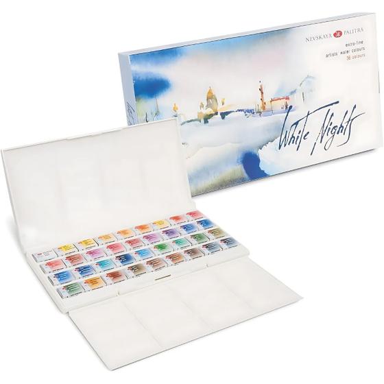 Imagem de Kit Aquarela Nevskaya White Nights Pastilhas C/ 36 Cores