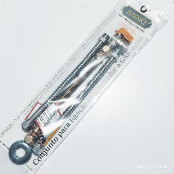 Imagem de Kit Aquecedor de Água à Gás de 1/2" com 40 cm,com embalagem.