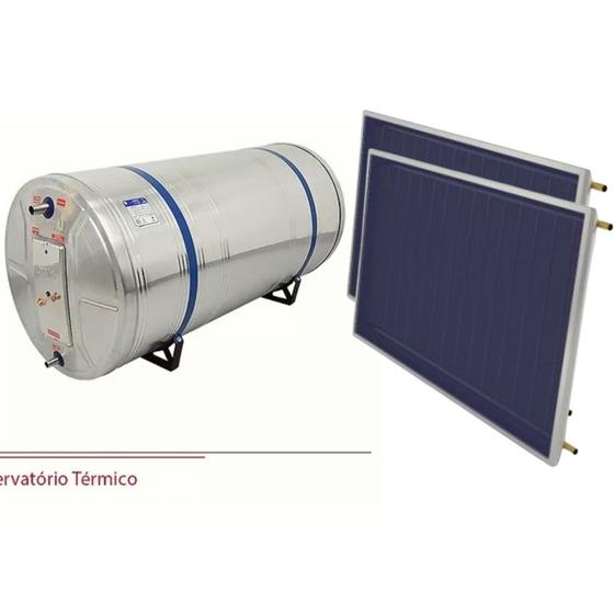 Imagem de Kit Aquecedor Solar Com Boiler 200 Litros com 2 placas 1x1m em cobre Desnível