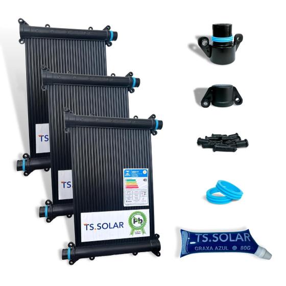 Kit Aquecedor Solar Piscina 20 Placas 3mt Para 25000 Litros Menor preço em Kit Aquecedor Solar Piscina 20 Placas 3mt Para 25000 Litros