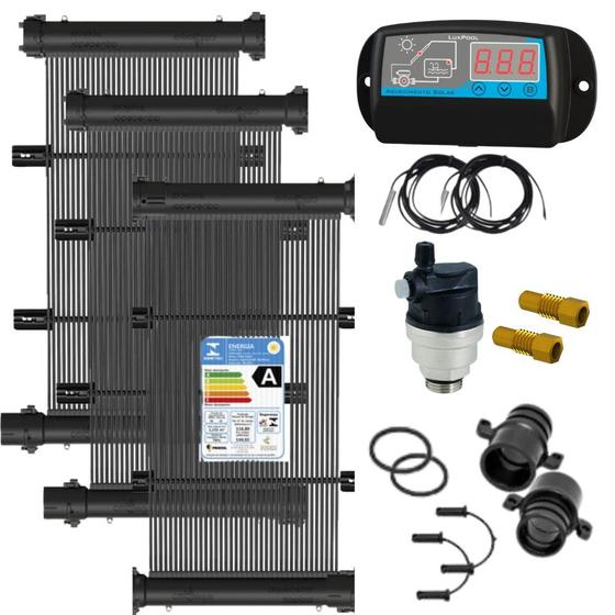 Imagem de Kit Aquecimento Solar para Piscinas de até 06m² ou até 10 mil litros TekSol com Controlador de Temperatura Bivolt