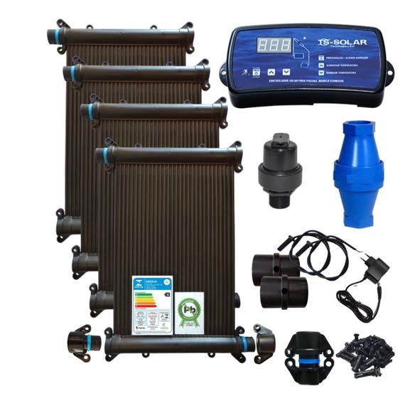 Imagem de Kit aquecimento solar piscina 6 placas 2mt control+valvs