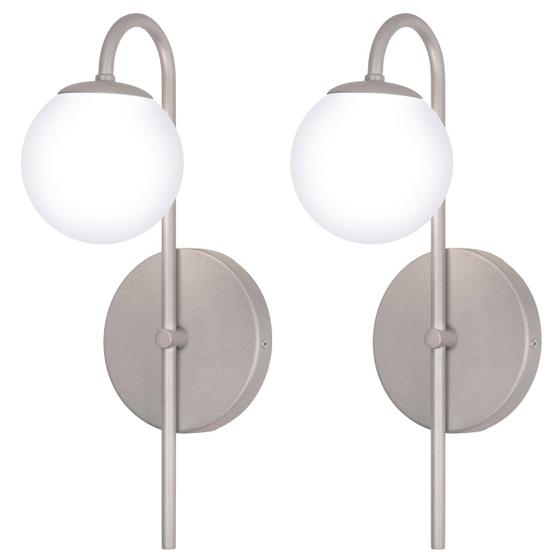 Kit Arandela Luminária Parede Jabuticaba Globo Vidro Prata Menor preço em Kit Arandela Luminária Parede Jabuticaba Globo Vidro Prata