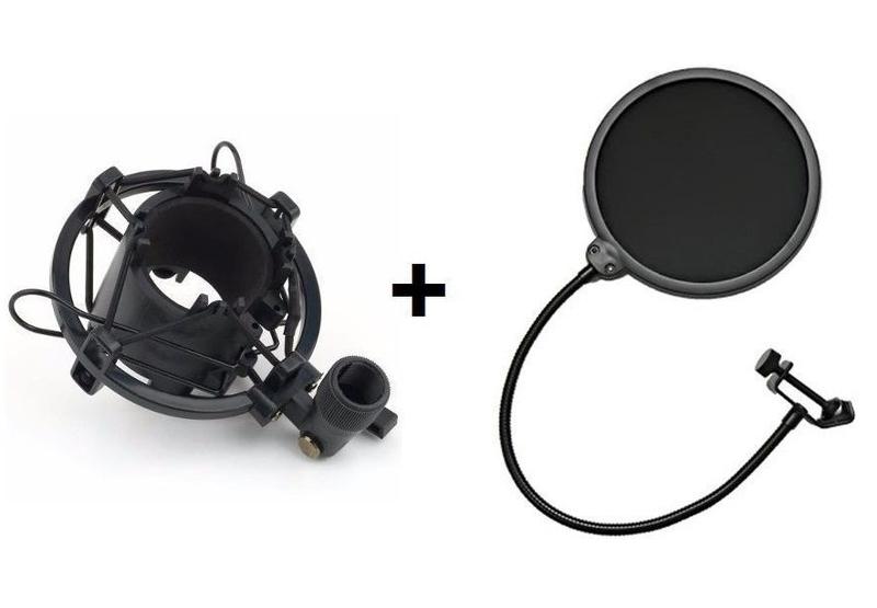 Imagem de Kit Aranha Shock Mount Para Microfone + Tela Pop Filter