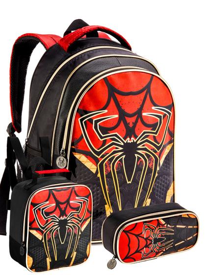 Imagem de Kit Aranha Spider Mochila de Costas + Lancheira + Estojo