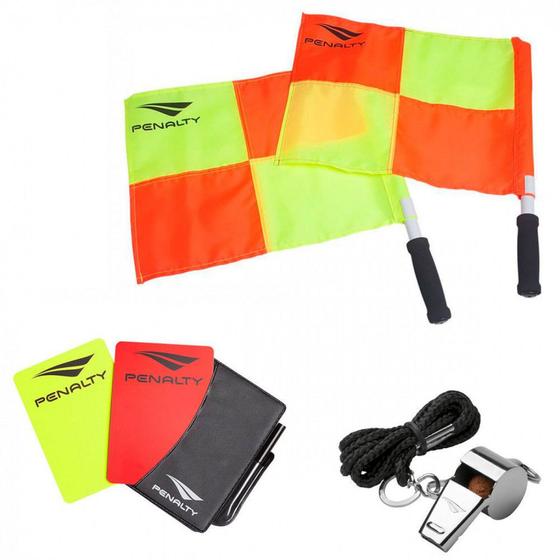 Kit Arbitragem com 2 Bandeirinhas + 2 Cartoes com Case e Mini Lapis ...