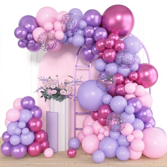 Kit Arco De Bal es Amandir Rosa E Roxo 153 Unidades Kit Decora o 