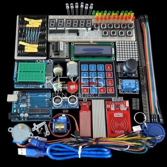 Imagem de Kit Arduino Uno R3 com Suporte para Placa de Ensaio, Motor de Passo, Servo e LCD 1602