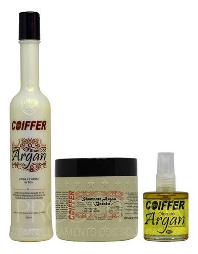 Imagem de Kit Argan Coiffer Linha Manutenção 3 Passos Com Oleo Argan