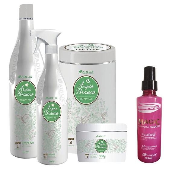 Kit Argila Branca Adlux Hidratação +magic Smooth Liso Magico Menor preço em Kit Argila Branca Adlux Hidratação +magic Smooth Liso Magico