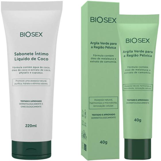 Imagem de Kit Argila Verde Cuidado Pelvico e Sabonete Intimo Biosex