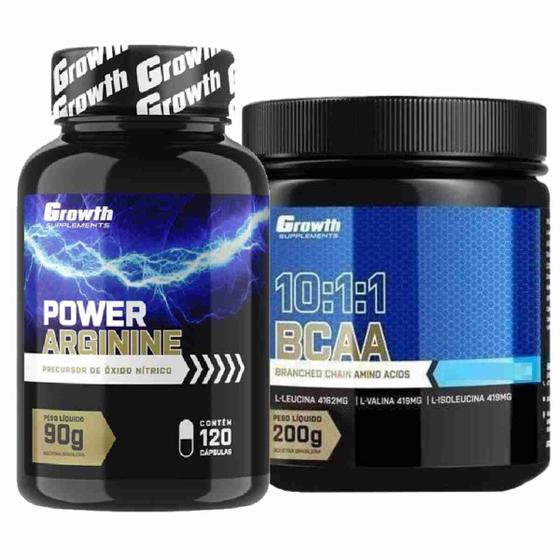 Kit Arginina 120 Caps + Bcaa 1011 em Pó 200g Growth Growth