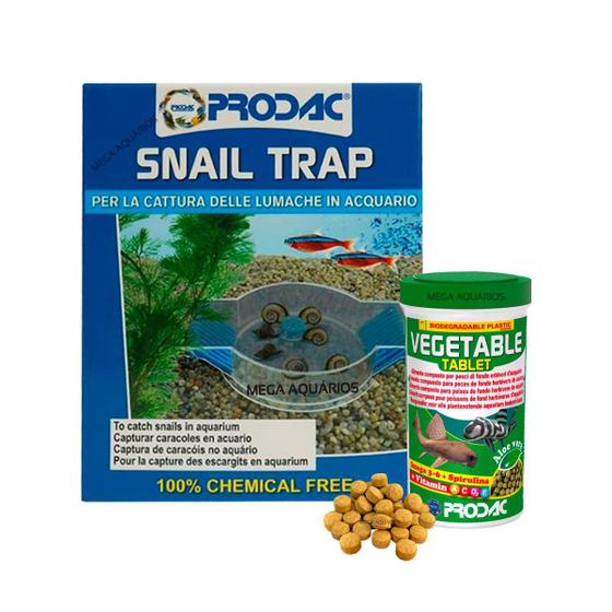 Imagem de Kit Armadilha Caracóis Prodac Snail Trap + Vegetable 60G