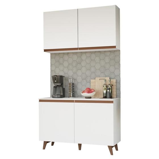 Imagem de Kit Armário de Cozinha Aéreo e Balcão Gabinete de Pia 120 cm Branco Reims Madesa