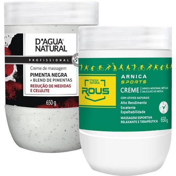 Imagem de Kit arnica sports creme de pimenta negra redutor dágua natral