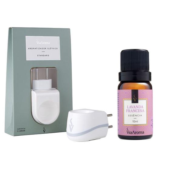 Imagem de Kit Aromatizador Elétrico Difusor Ambiente com Essência Lavanda Francesa 10ml - Via Aroma
