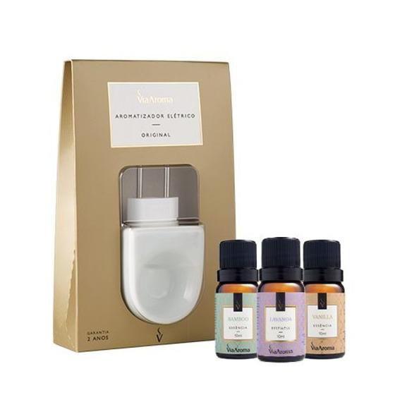 Kit Aromatizador Elétrico Original + 3 Essências Via Aroma(Bamboo, Lavanda e Vanilla) Menor preço em Kit Aromatizador Elétrico Original + 3 Essências Via Aroma(Bamboo, Lavanda e Vanilla)