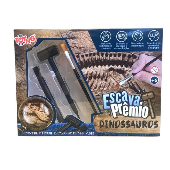 Kit Arqueológico Brinquedo Escava Prêmio Dinossauros 3 Ferramentas ...