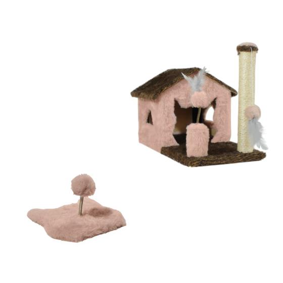 Imagem de Kit Arranhador Gato Casa sem Rede e Mola Maluca 