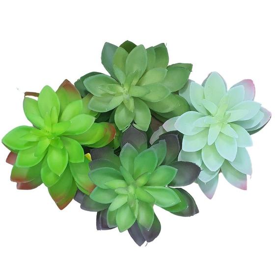 Imagem de Kit Arranjo com 4 Suculentas Artificiais Grandes Decorativas