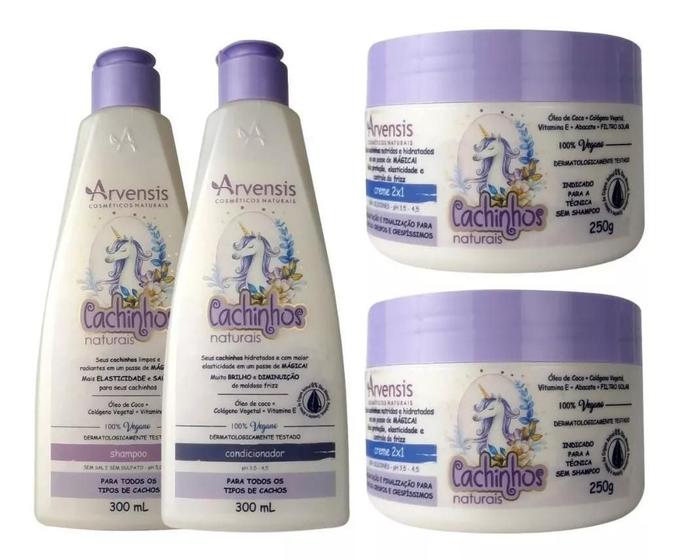 Imagem de Kit Arvensis Cachinhos Shampoo Condicionador 2 Creme 2X1