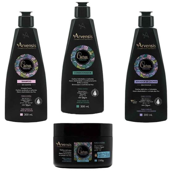 Imagem de Kit Arvensis Cachos Naturais Sh.+Cond +Ativ 300Ml +Masc 250G