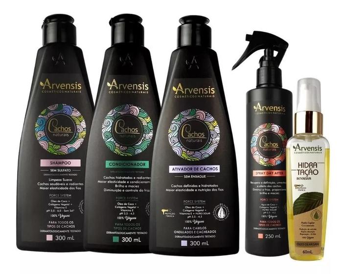 Imagem de Kit Arvensis Cachos Ondulados 4 Itens + Óleo De Argan 60Ml