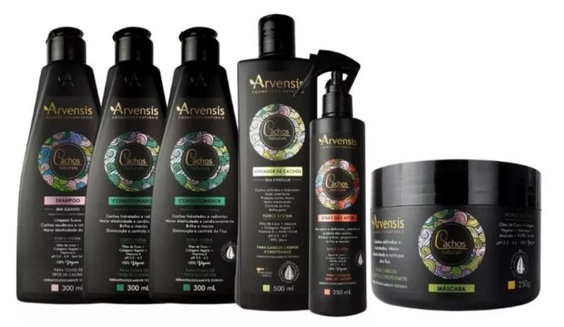 Imagem de Kit Arvensis Cachos Shampoo + 2 Condicionadores + Ativador + Mascara Crespos