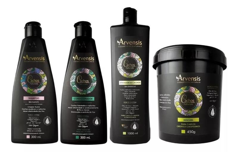 Imagem de Kit Arvensis Cachos Shampoo Cond Ativ Crespo 500Ml Masc 450G