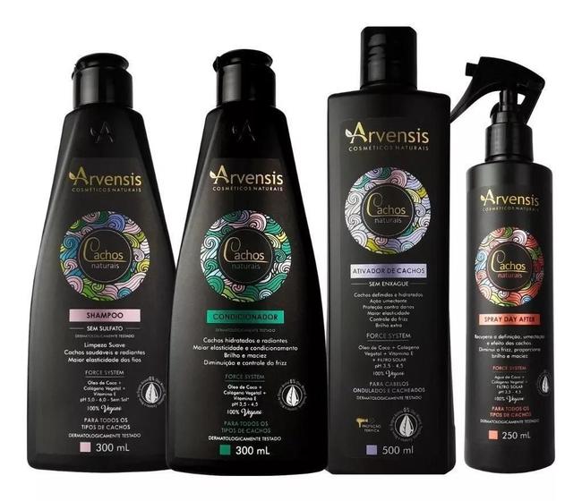 Imagem de Kit Arvensis Cachos Shampoo Condicionador Ativador Day After