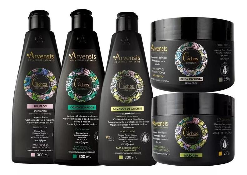 Imagem de Kit Arvensis Cachos Shampoo Condicionador Ativador Mascara