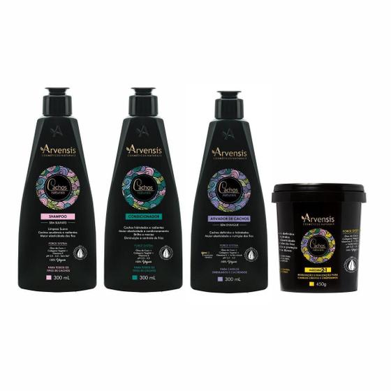 Imagem de Kit Arvensis Shampoo Condicionador Ativ. Ondulados Mascara