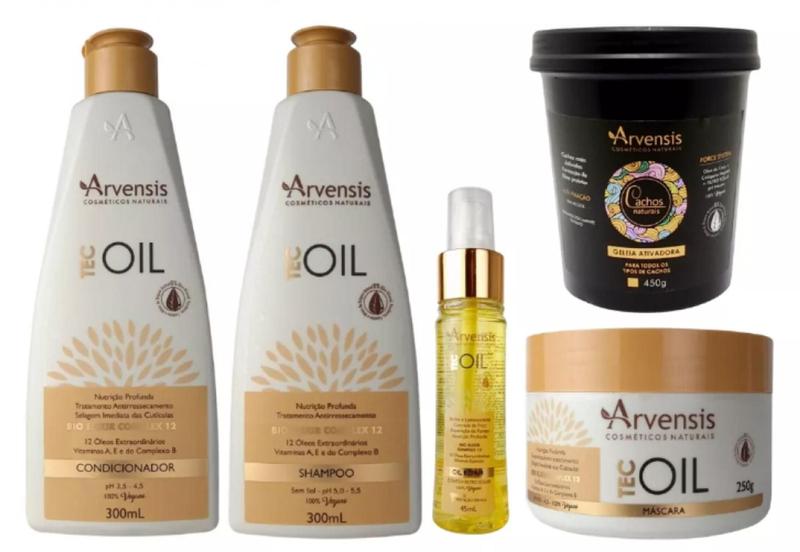 Imagem de Kit Arvensis Tec Oil Shampoo Condicionador Finalizador Mascara + Geleia Alta