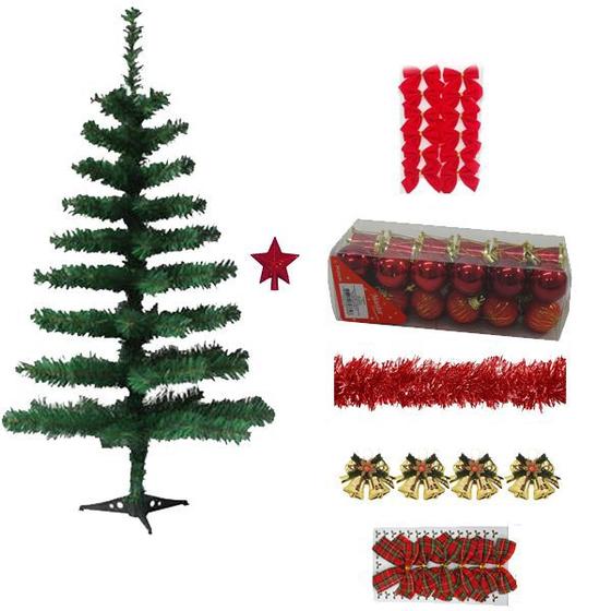 Imagem de Kit Árvore De Natal Verde Decorada Com Enfeites 50 Itens 60cm 40 Galhos