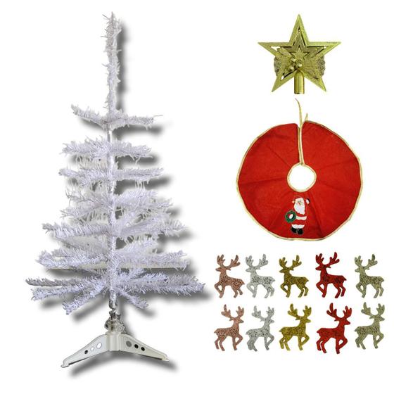 Imagem de Kit Árvore Natal Branca 60 Cm 50 Galhos Completo Acessórios