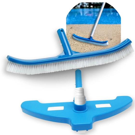 Imagem de Kit Aspirador Asa Delta com 3 Rodas Sem Cabo + Escova Curva 45,7 Cm para Piscina Fibra/ Alvenaria