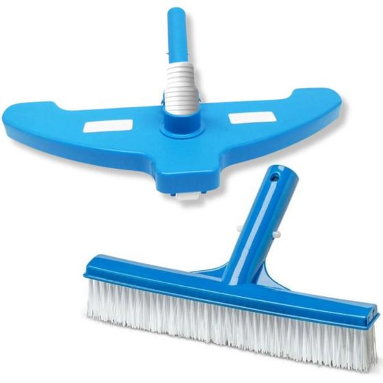 Imagem de Kit Aspirador Asa Delta com 3 Rodas Sem Cabo + Escova para Piscina