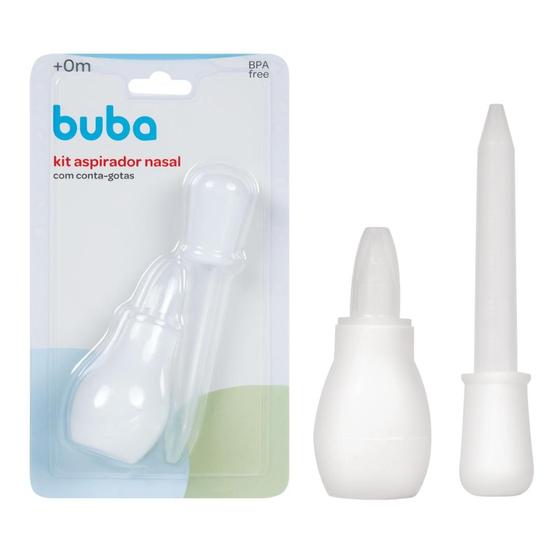 Imagem de Kit Aspirador Nasal com Conta Gotas Branco Infantil  Buba Baby