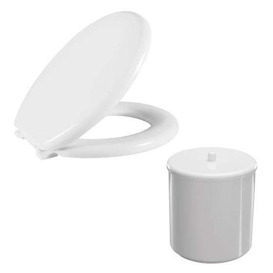 Imagem de Kit Assento Almofadado Oval Branco + Cesto Multiuso