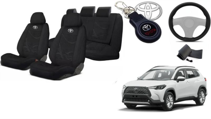 Imagem de Kit Assentos Capas Personalizado Corolla Cross 19-24 + Volante + Chaveiro