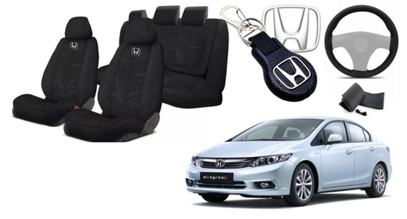 Imagem de Kit Assentos Estofado Personalizados Civic 11-17 + Volante + Chaveiro