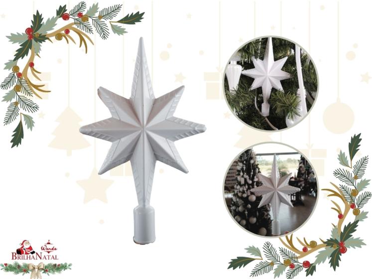 Imagem de Kit Atacadista 10 Ponteiras de Árvore Estrela do Norte de 22 cm - Enfeite de Natal Topo de Pinheiro.