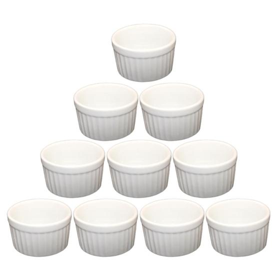 Imagem de Kit Atacado 36 Ramekin Canelado Pequeno 90 ml Ramequim Porcelana Branca