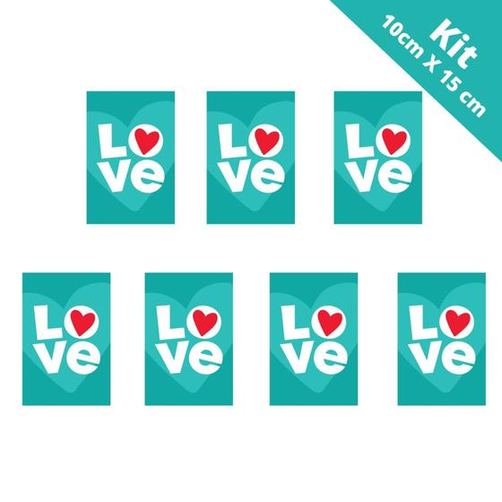 Imagem de Kit Atacado 7 Quadro Placa Decorativa - Love - 10x15cm