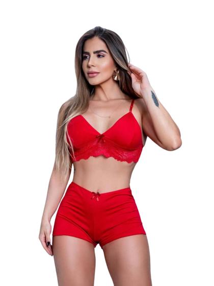 Imagem de Kit Até 4 Short Dolls Lara Liso Peças em Tecido Romantic, com Renda Delicada e Cores Variadas