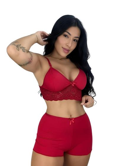 Imagem de Kit Até 5 Short Doll Lara Liso Tecido Suave Romantic com Renda e Modelagem Leve